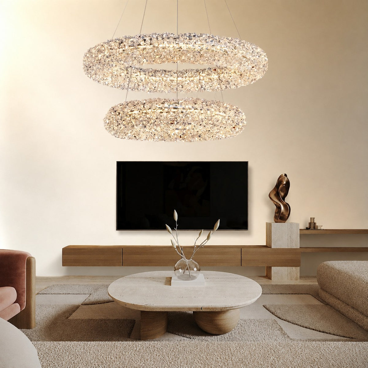 Elmior Halo Crystal Chandelier 31.5"