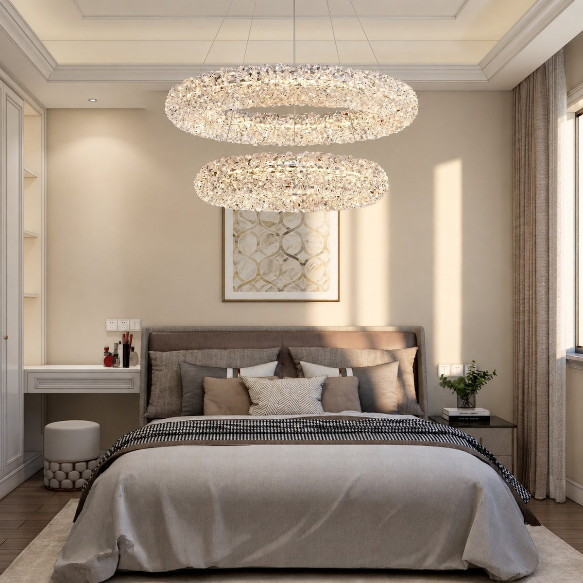 Elmior Halo Crystal Chandelier 31.5"