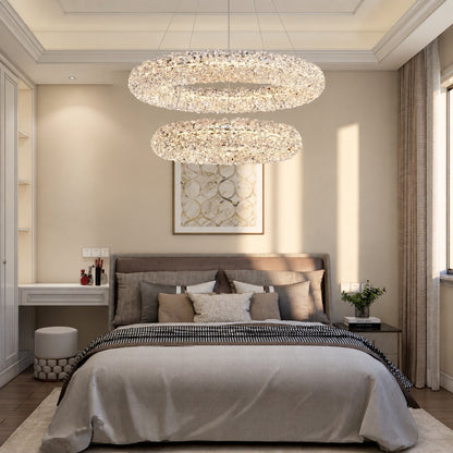 Elmior Halo Crystal Chandelier 31.5"