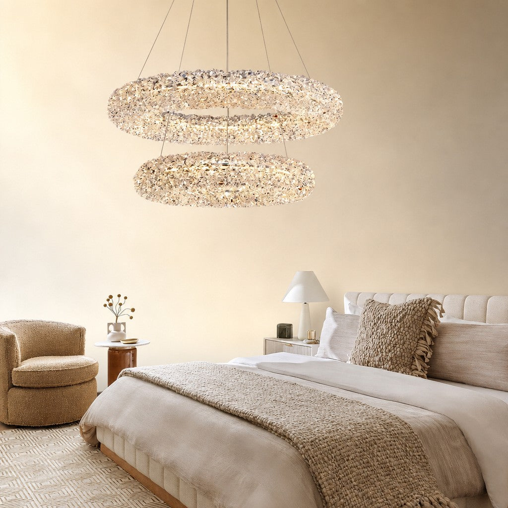Elmior Halo Crystal Chandelier 31.5"