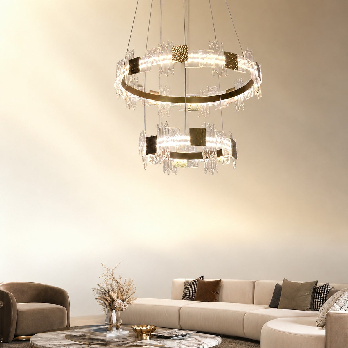 Elodie 2 Tiers Modern Gold Chandelier