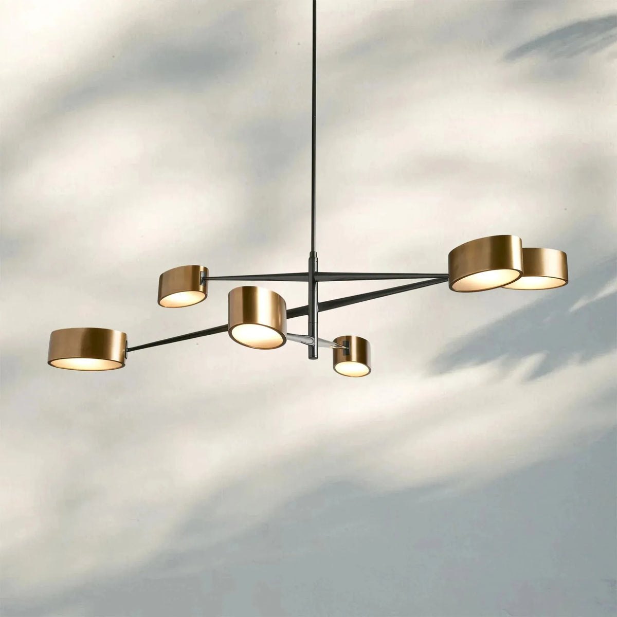 Etoile Modern 6-Light Brass and Glass Adjustable Arm Chandelier
