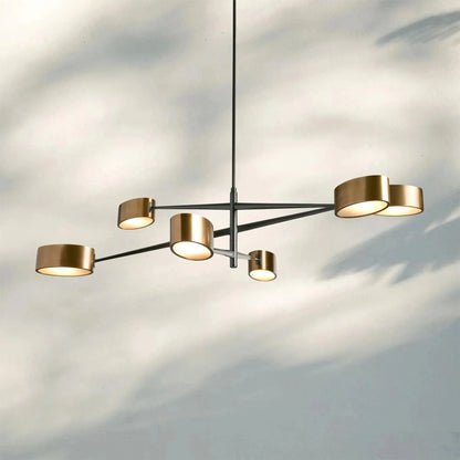 Etoile Modern 6-Light Brass and Glass Adjustable Arm Chandelier