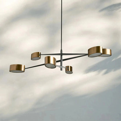 Etoile Modern 6-Light Brass and Glass Adjustable Arm Chandelier