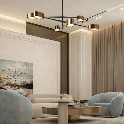 Etoile Modern 6-Light Brass and Glass Adjustable Arm Chandelier