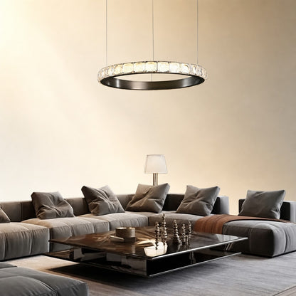 Evelan Single-Ring Crystal Chandelier