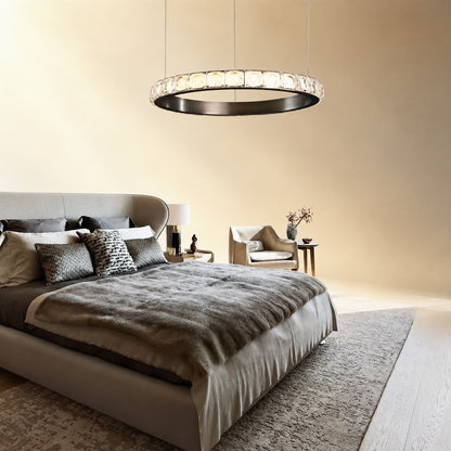 Evelan Single-Ring Crystal Chandelier
