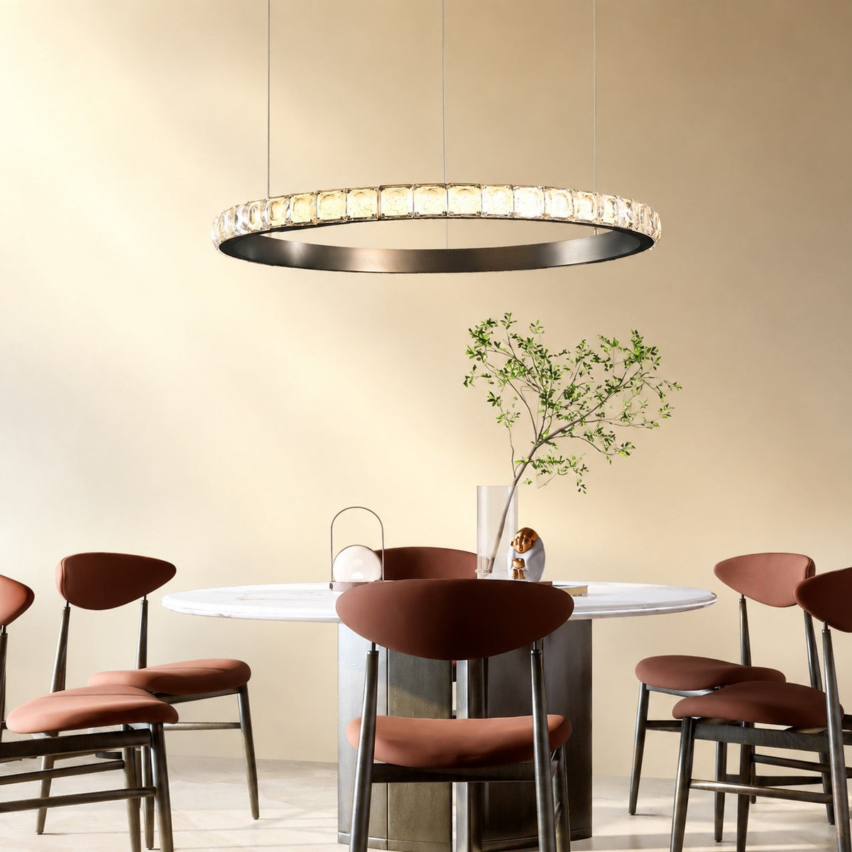 Evelan Single-Ring Crystal Chandelier