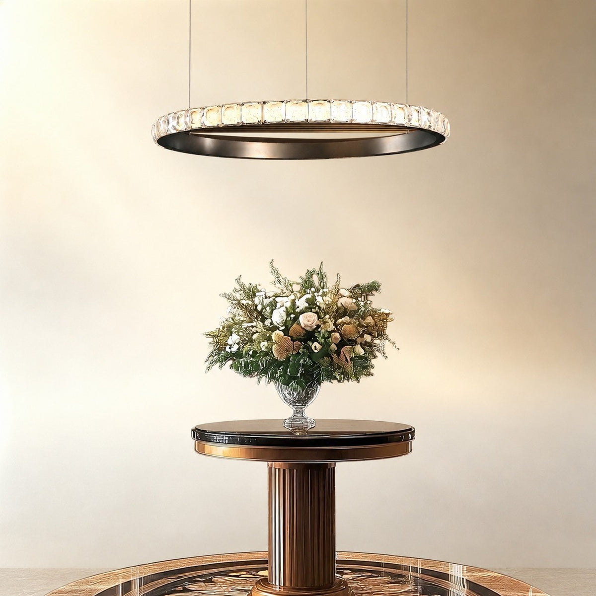 Evelan Single-Ring Crystal Chandelier