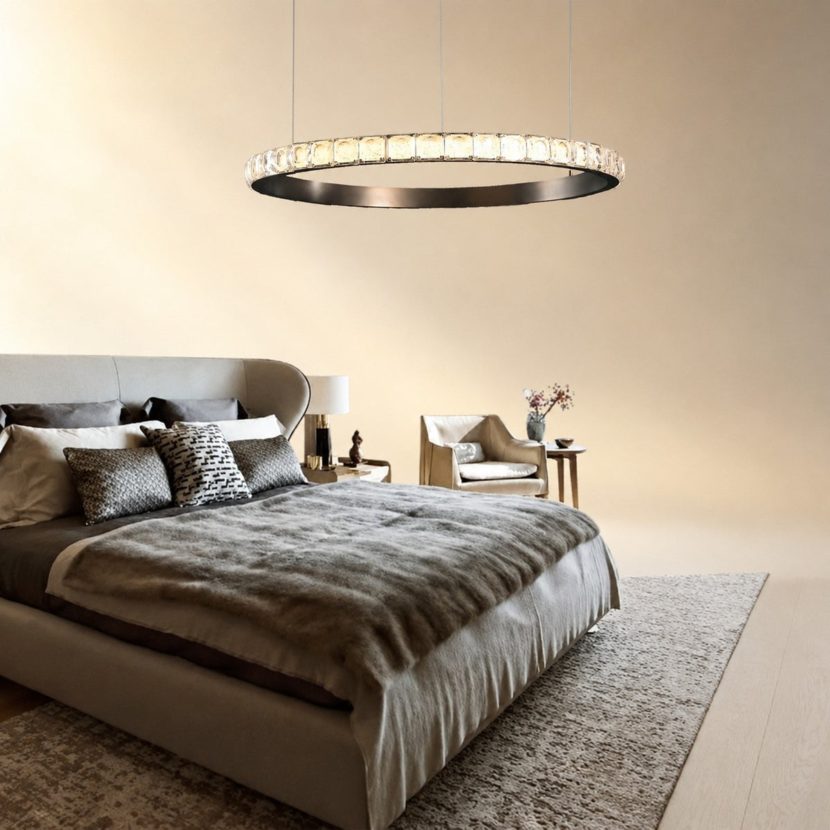 Evelan Single-Ring Crystal Chandelier