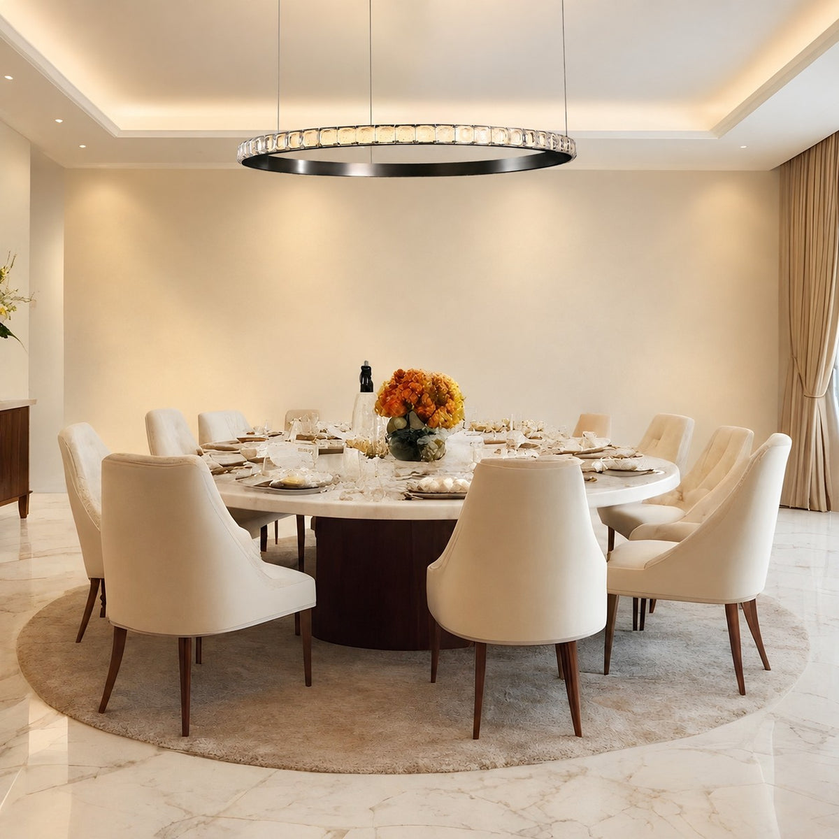 Evelan Single-Ring Crystal Chandelier