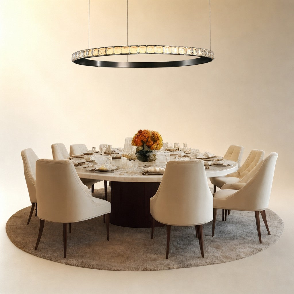 Evelan Single-Ring Crystal Chandelier