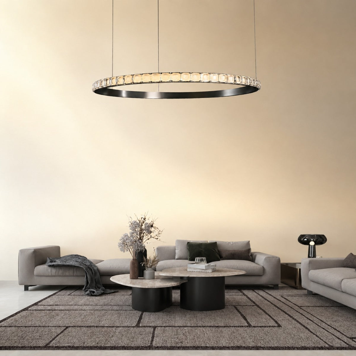 Evelan Single-Ring Crystal Chandelier