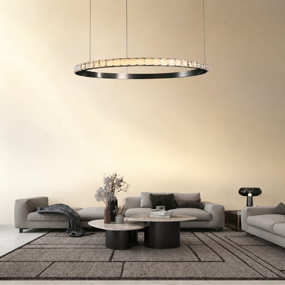 Evelan Single-Ring Crystal Chandelier