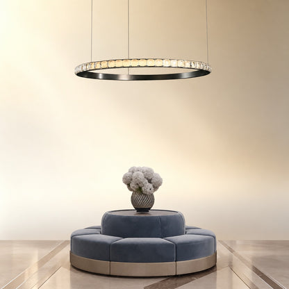 Evelan Single-Ring Crystal Chandelier