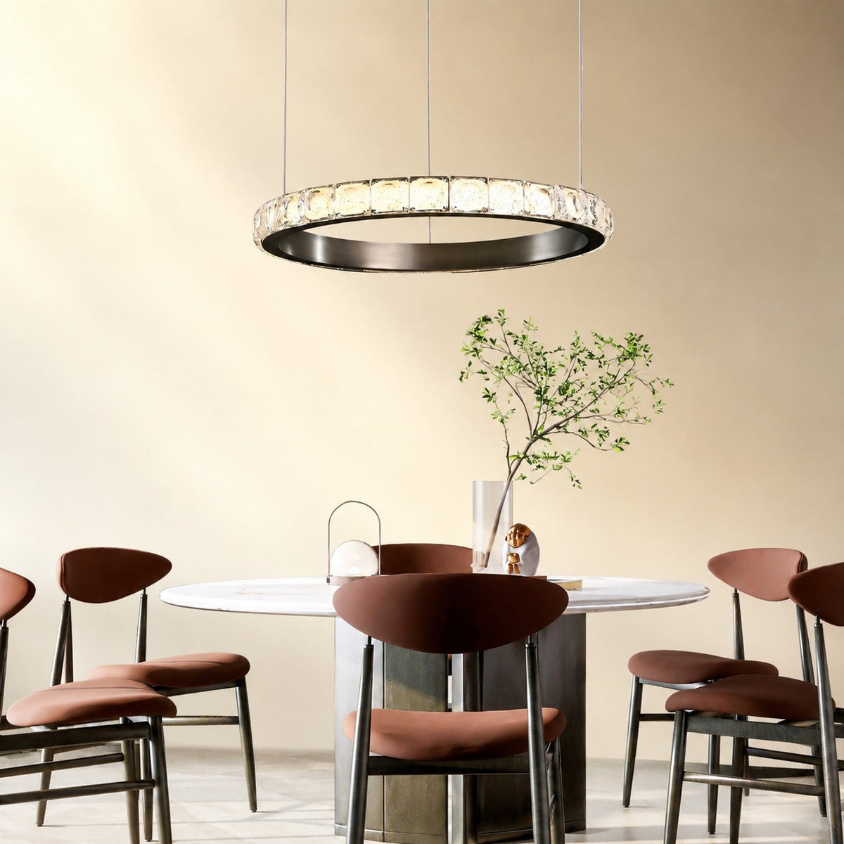 Evelan Single-Ring Crystal Chandelier