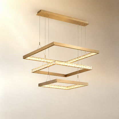 Evelan Triple-Tier Square Crystal Chandelier 40.9" W