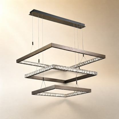 Evelan Triple-Tier Square Crystal Chandelier 40.9" W