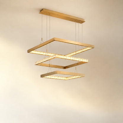 Evelan Triple-Tier Square Crystal Chandelier 40.9" W