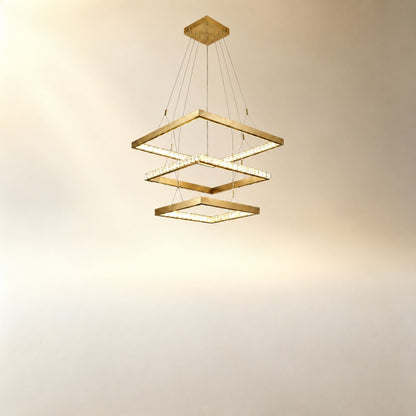 Evelan Triple-Tier Square Crystal Chandelier 40.9" W