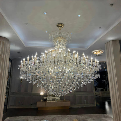Extra Large Elegant Crystal Chandelier in Branch Style with Candle Layers for Stairs Living Room and Foyer
