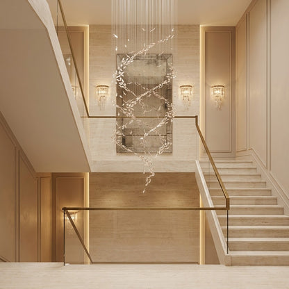 Extra Large Luxury Art Double Spiral Creative Crystal Chandelier For High-ceiling Foyer/Hallway/Entryway