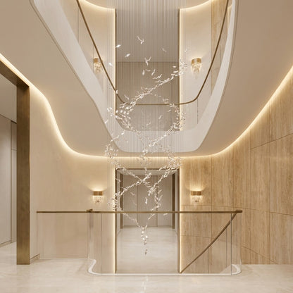 Extra Large Luxury Art Double Spiral Creative Crystal Chandelier For High-ceiling Foyer/Hallway/Entryway