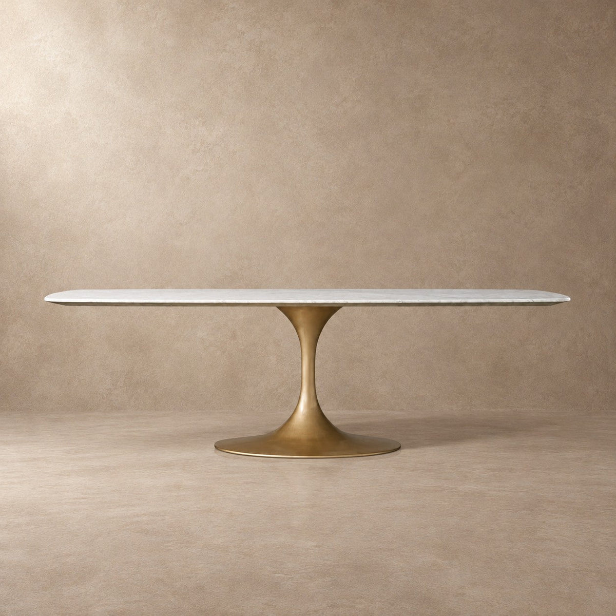 Happyarcadian Steel Base Marble Surface Dining Table
