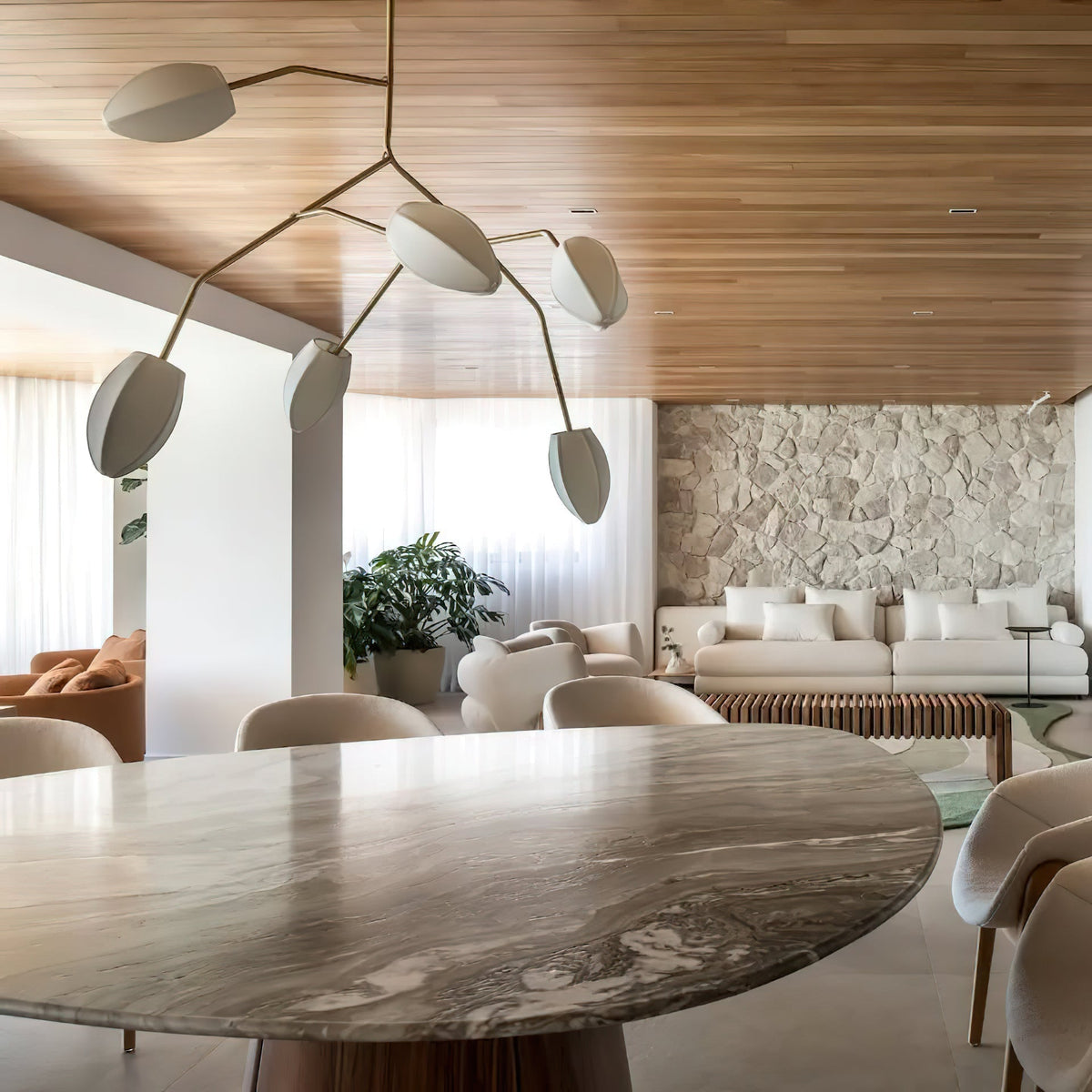 Fabric Petal Chandelier