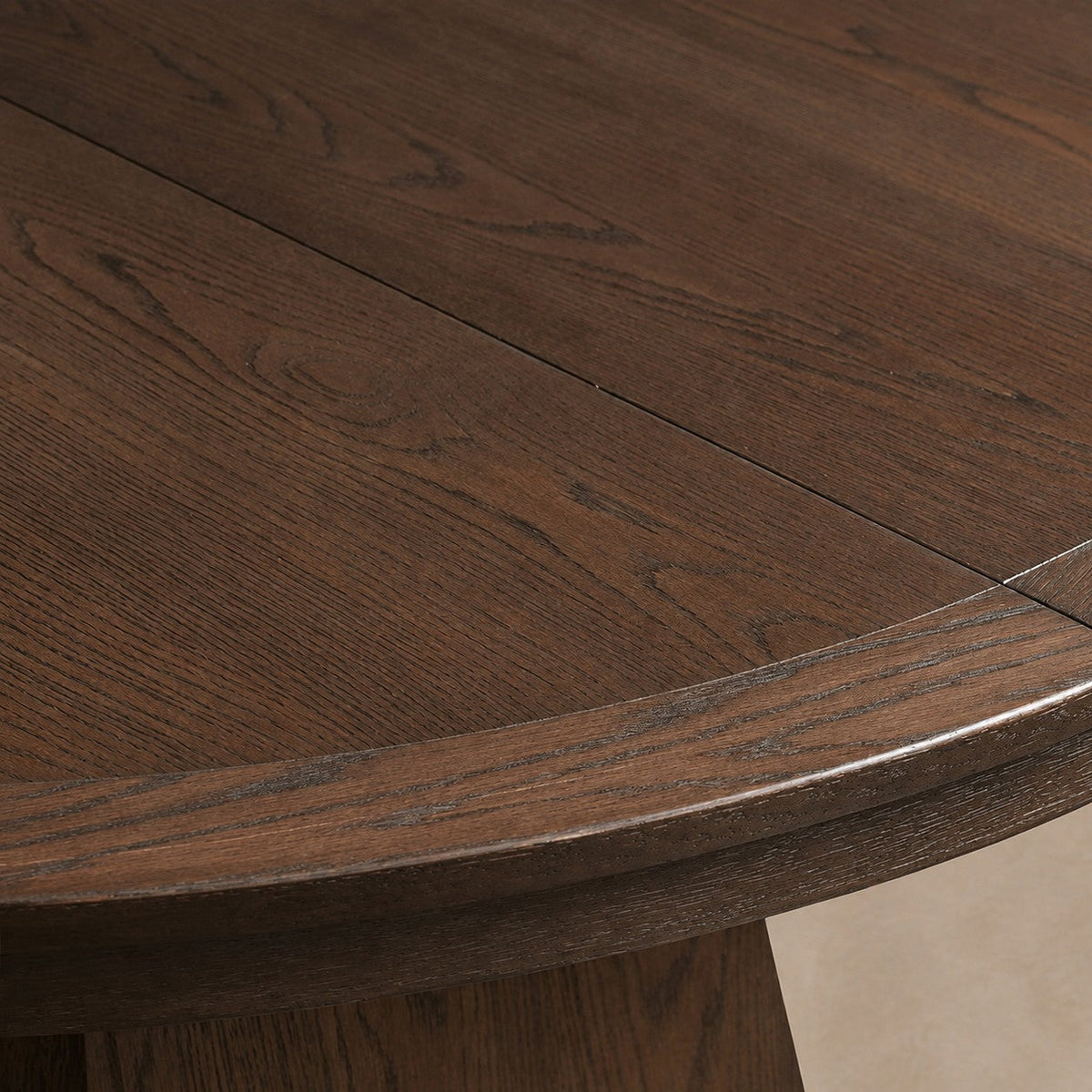 Round Oak Extension Dining Table with Leaves