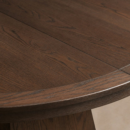 Round Oak Extension Dining Table with Leaves
