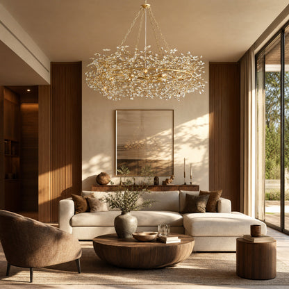 Fiore Crown Crystal Branch Chandelier 39" 48" 60“