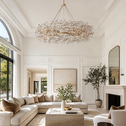 Fiore Crown Crystal Branch Chandelier 39" 48" 60“