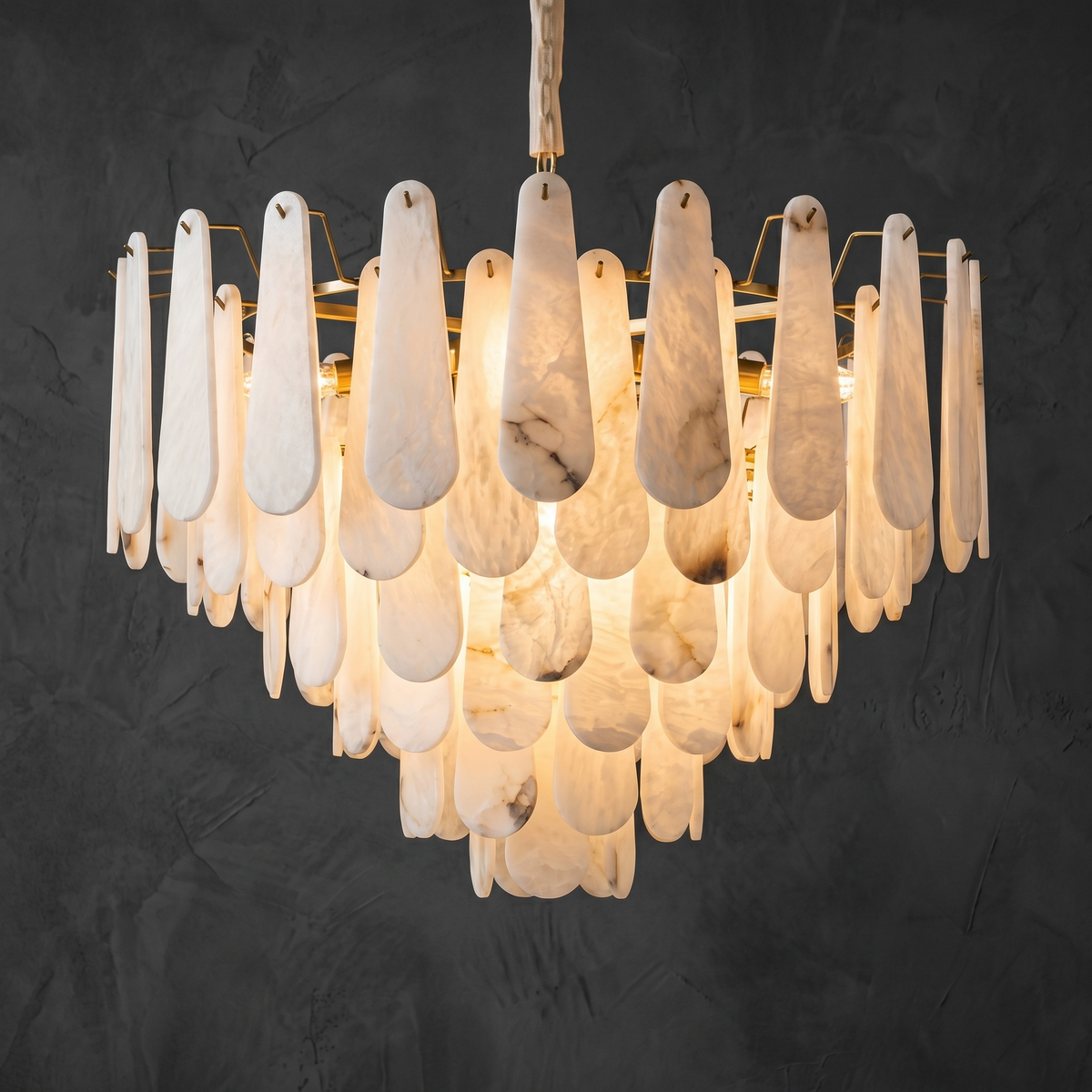 Loria Modern Alabaster Tiered Chandelier