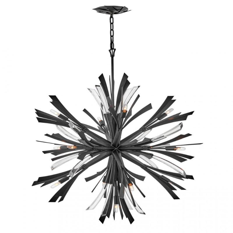 Vida Large Orb Chandelier - Black and Gold Finish, Elegant Design