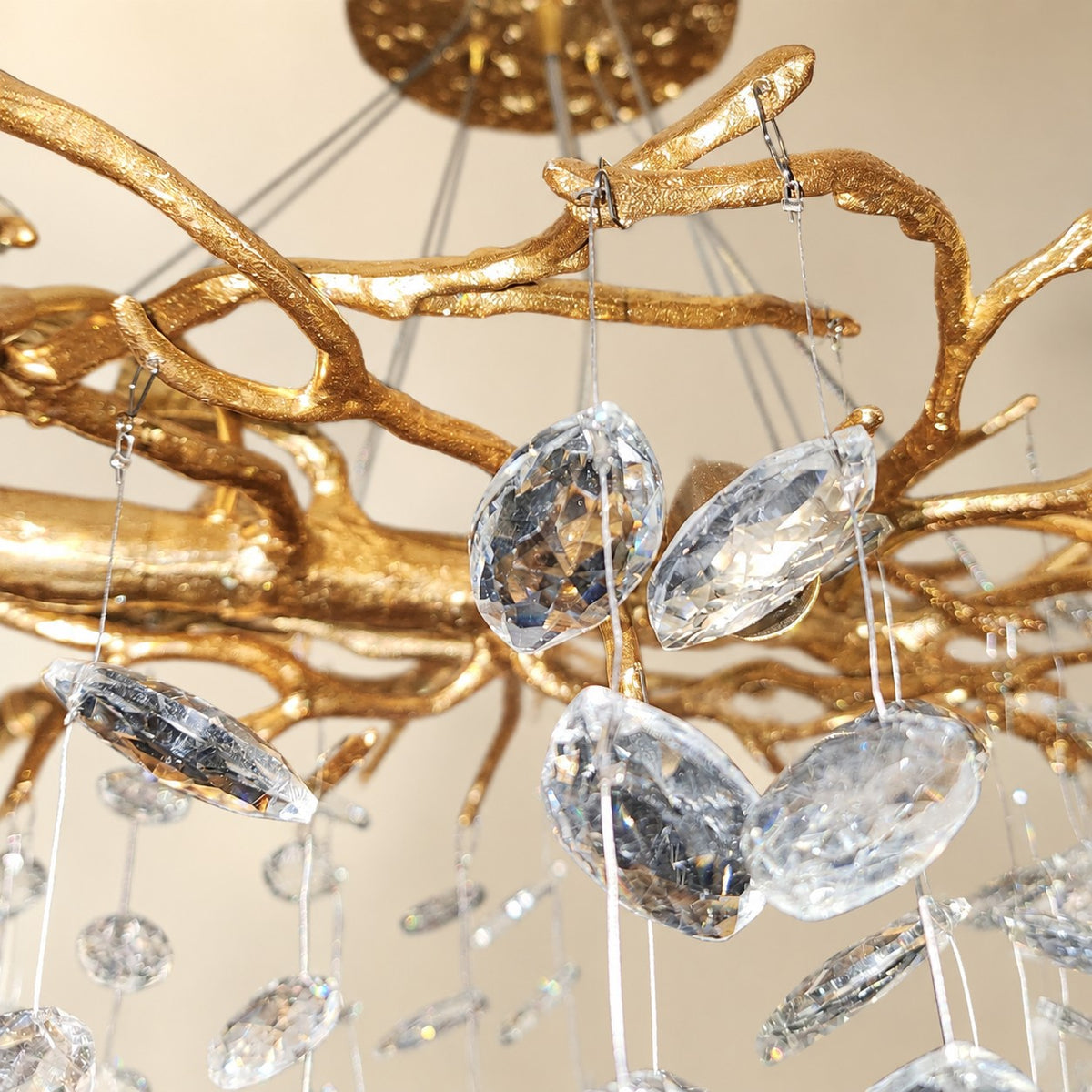 French Branch Crystal Chandelier with Elegant Crystal Leaves