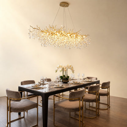 French Branch Crystal Chandelier with Elegant Crystal Leaves
