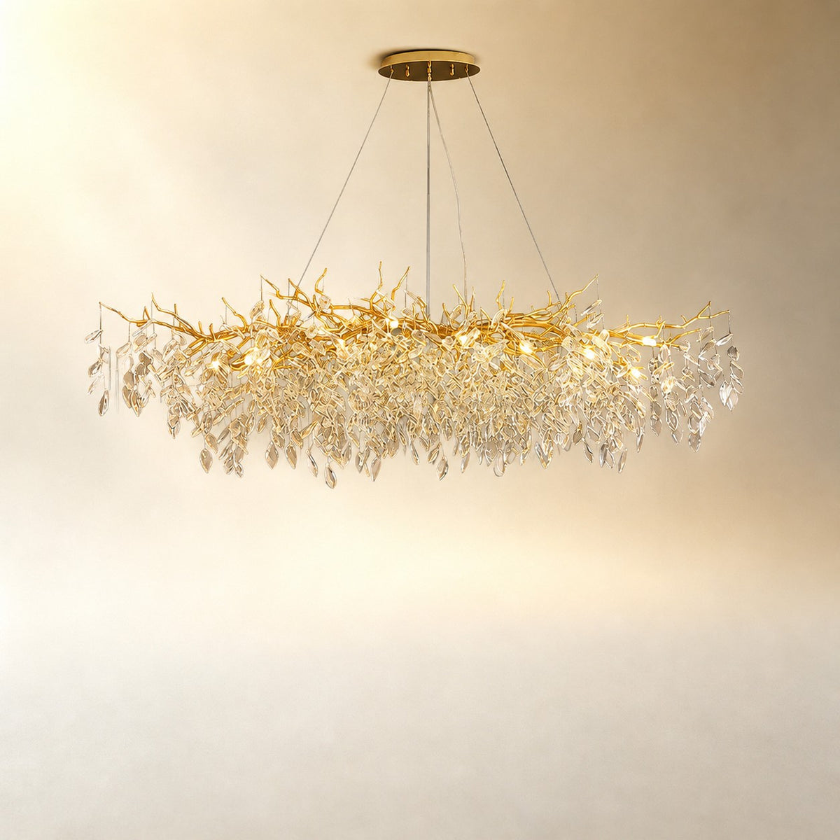 French Branch Crystal Chandelier with Elegant Crystal Leaves