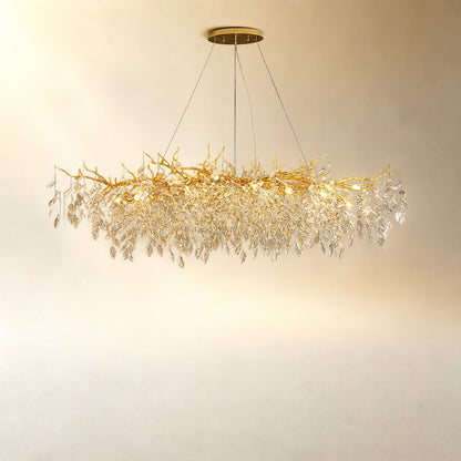 French Branch Crystal Chandelier with Elegant Crystal Leaves