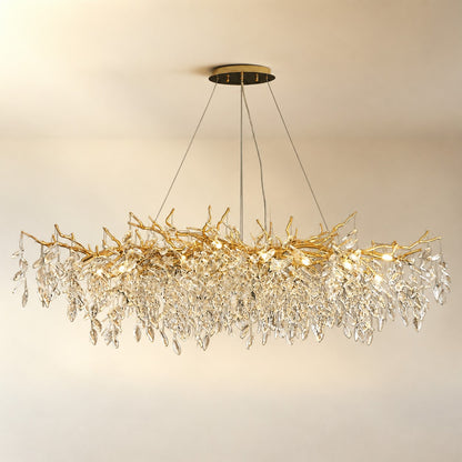 French Branch Crystal Chandelier with Elegant Crystal Leaves