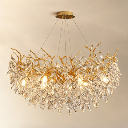 French Branch Crystal Chandelier with Elegant Crystal Leaves