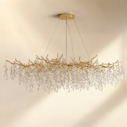 French Branch Crystal Chandelier with Elegant Crystal Leaves