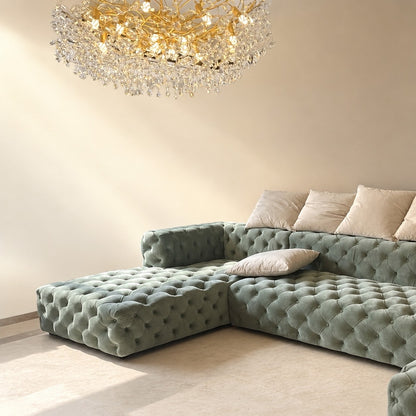 French Branch Crystal Chandelier with Elegant Crystal Leaves