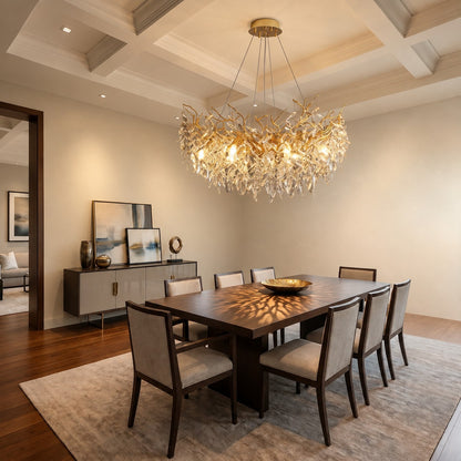 French Branch Crystal Chandelier with Elegant Crystal Leaves
