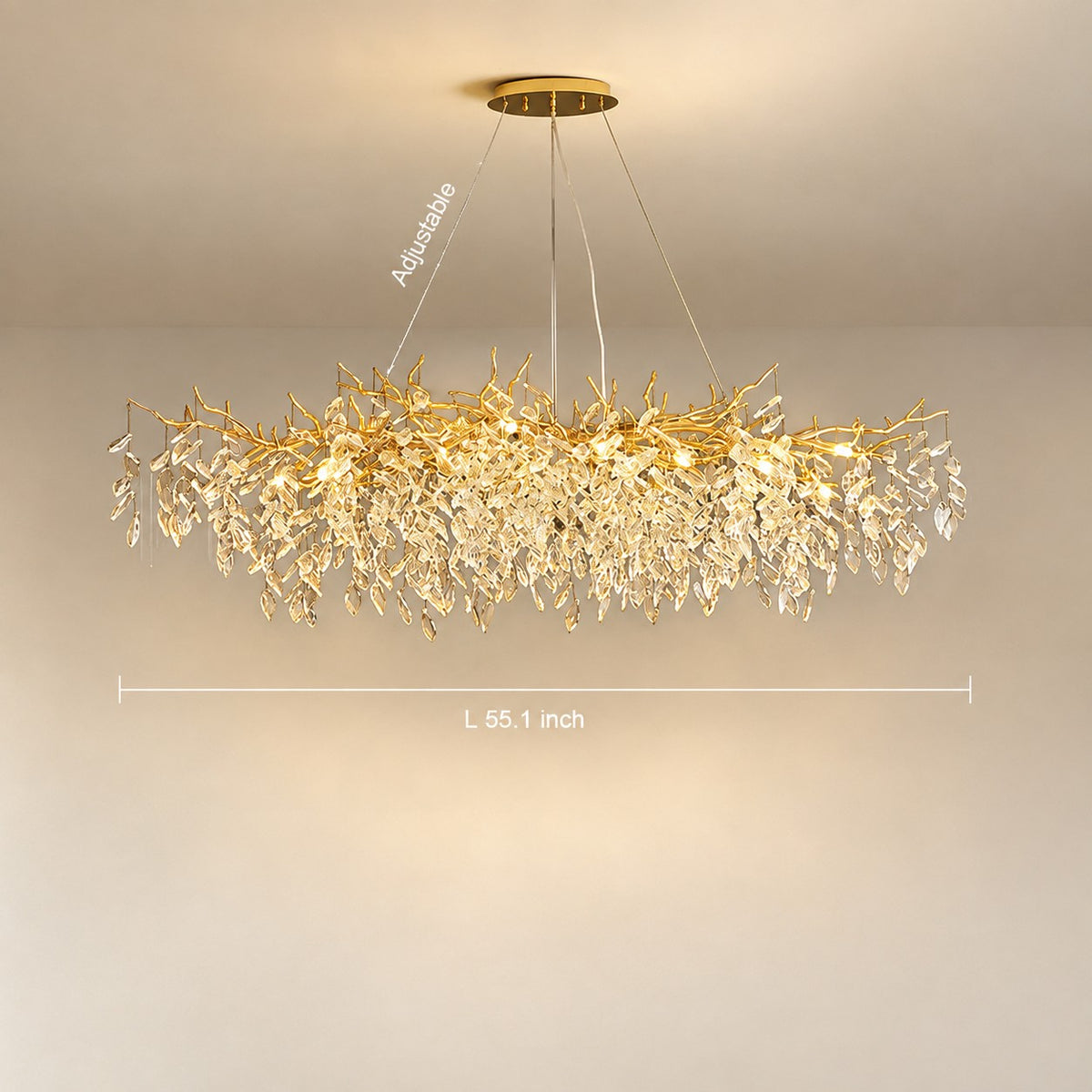 French Branch Crystal Chandelier with Elegant Crystal Leaves
