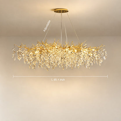 French Branch Crystal Chandelier with Elegant Crystal Leaves