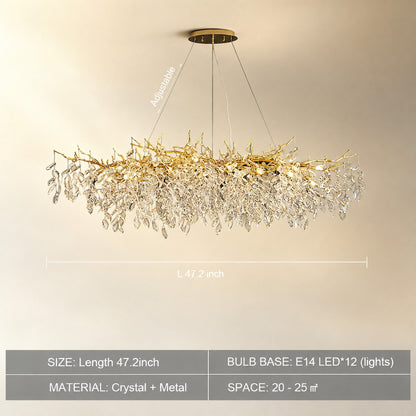 French Branch Crystal Chandelier with Elegant Crystal Leaves