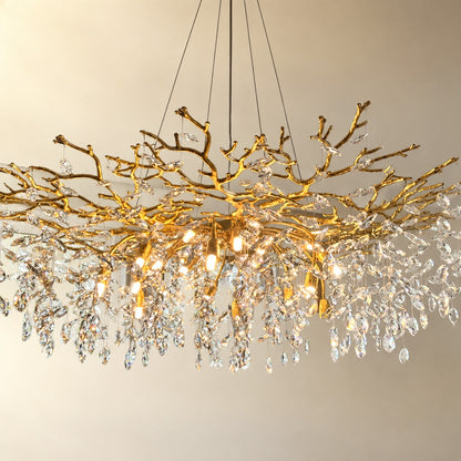 French Branch Crystal Chandelier with Elegant Crystal Leaves