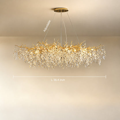 French Branch Crystal Chandelier with Elegant Crystal Leaves