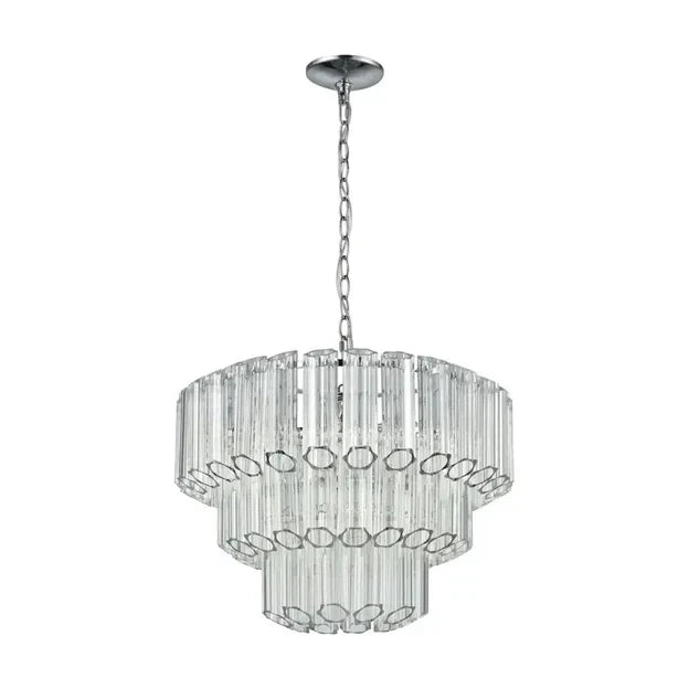 Modern Art Design 4/7-Light Smoky Gray/Clear Layered Glass Chandelier